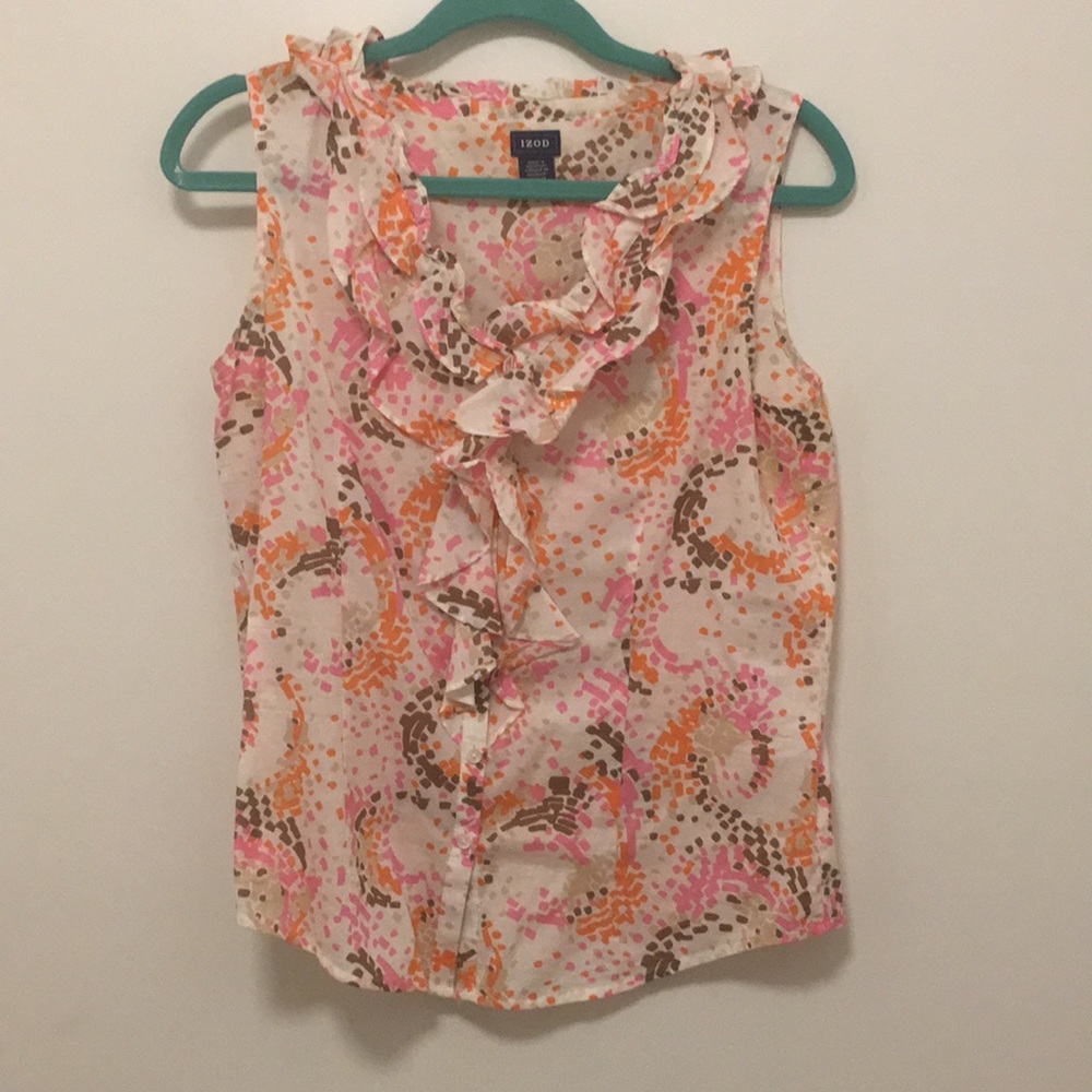 Ruffled colorful Izod blouse